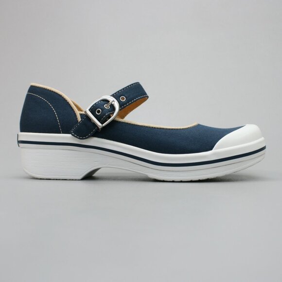 Dansko 40 Ladies (9.5-10) Valerie Canvas Navy Blue Vegan Mary Jane Clogs Shoes - Picture 4 of 12